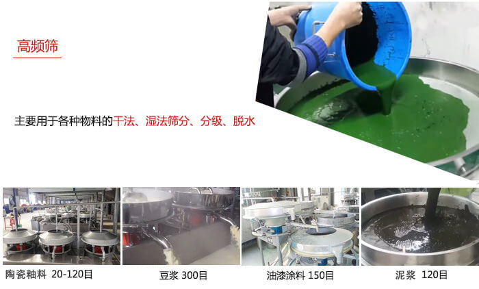 用于各种物料的干法，湿法，分级，脱水等功能