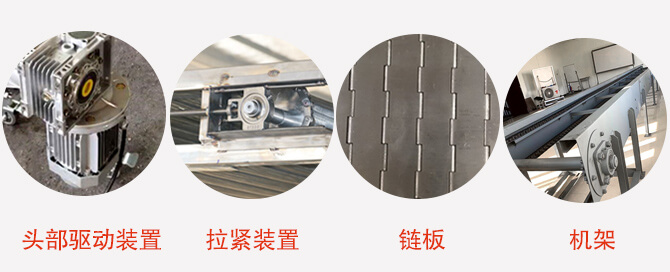 鏈板輸送機結構：頭部驅動裝置，拉緊裝置，鏈板，機架等圖片展示