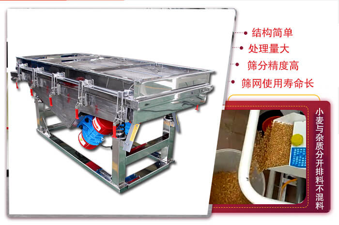 小麥清理妖精视频在哪个网址播放結構簡單，處理量大，篩分精度高，篩網使用壽命長。